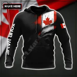 Plstar Cosmos Canada Flag nacional emblema 3d capuz estampado moletons com zíper de zíper para homem mulher casual streetwear estilo C10 220706