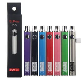 UGO-v3 650 900 mAh Ego Evod USB Passthrough Sigaretta elettronica 510 Thread Vape Pen Batteria