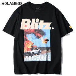 Aolamegs T-shirt Männer Unfall Gedruckt Männer T-shirts Kurzarm T-shirt Mode High Street Tees Hip Hop Streetwear Kleidung LJ200827