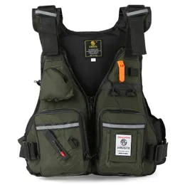 Men Professional Life Jacket Buoyancy Suit Portable Fishing Vests Multi-Pockets Waterproof Sea Fishing Adjustable Vest 220715