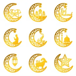 Feestartikelen Islamitische Moslim Wall Decor Sticker 3D Ramadan Kareem Moon Star Acryl Spiegel Muurstickers