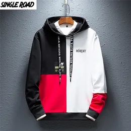 singleroad رجال أزياء هوديس الرجال الشتاء الهيب هوب اليابانية الشارع الشارع harajuku colorblock البقع sweatshirt هوديي الرجال 201126