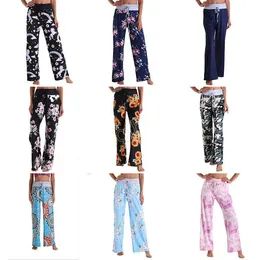 Wide Leg Pants Trousers Maternity Bottoms Floral Flowers Printed Plaid Plain Stripe Elastic Fitness Yoga Pants Lady Sport Loose Long Panty Casual 40 Colors