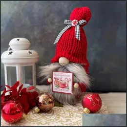 Keepsakes Christmas Plush Doll Party Favor Knitted Red Gnomes Sant Mxhome Dhi9N