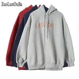 ZuoLunOuBa Autumn Winter Casual Women Hoodie Sweatshirt Fleece Warm Long Sleeved Letter Print Pullover Loose Tops Coat T220726