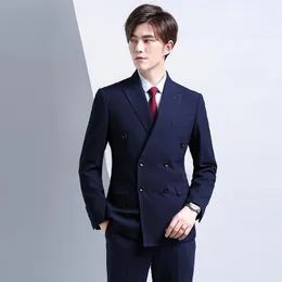 Men's Suits & Blazers Latest Mens Slim Casual Double Breasted Business Formal Tuxedo Wedding Suit Costume Homme Jacket Pants Terno Masculin