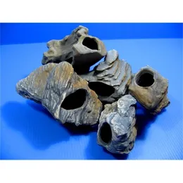 Cichlid Stones Ceramic rium Rock Cave Decoration for Fish Tank Ornament Decor 5 Sizes Y200917