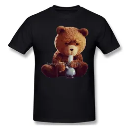 Men's T-Shirts Fashion T Shirts Funny Teddy Bear Smoking Bong Short Sleeve Casual Men O-neck Cotton Tee TopMen's