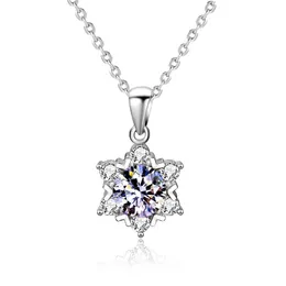 Anhänger Halsketten Valentinstag Schmuck Moissan 925 Sterling Silber Halskette Weibliche Wilde Schneeflocke Schlüsselbein Zubehör WomenPendant