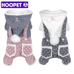 HOOPET Pet Clothing For Small Dog Cat Two Color Puppy Soft Comfortable Christmas Clothes With Hoodie Four legs Autumn and Winter Y200330