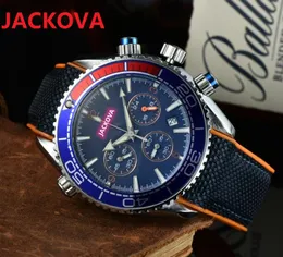 Dwa trzy oczy Seria Męskie zegarki 43 mm Kwarc Ruch czas zegar czasowy Watch Pełny funkcjonalny nylonowa tkanina profesjonalna szeroka strzałka chronograf