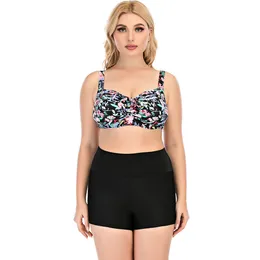 Kobiety seksowny moda pływak kąpielowy pływanie pływanie pływanie pływanie pływanie na plaży Dwuczęściowy czarny kolor kwiatowy druk plus rozmiar bez biustonosza wsparcie Summer Swimsuits