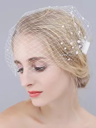 Bridal Veils VA05 Birdcage Welon z perłami róż rosyjska klatka tiulowa twarz Delicate paznokcie kulki ślubne Sturnsbridal