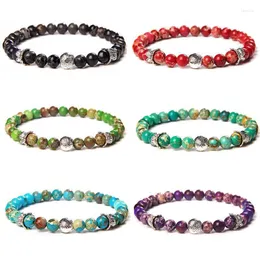Beaded Strands Natural Stone Imperial Jaspers Beads Bracelet 6mm Yoga Healing Buddha Prayer Elastic Women Men Jewelry Gift Fawn22
