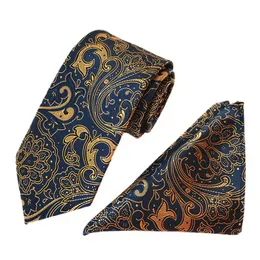 Brudgummen slipsar polyester midja blommor mäns slips mäns fickhandduk tvådelar set