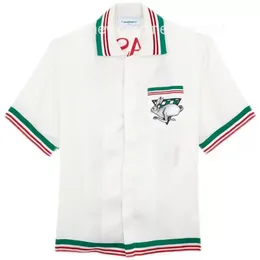 Casablanca t shirt hawaii blommor brev tryck strandskjortor herr designer silk bowling skjorta avslappnade män sommar kort ärm lös klänning m-3xl