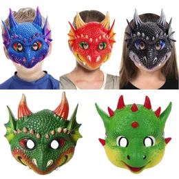 Halloween festmasker för barn drake design barn pojkar flickor röd blå grön svart dinosaurie cosplayförsörjning