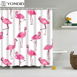 Buntes Duschvorhang umweltfreundlich flamingo pflanzlich blummuster vorhang 100% Polyester Faserbad Dekor Duschvorhang 220517