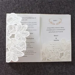 Ivory Invitations Wedding Birthday Engagement Greeting Cards Flower Laser Cut Pocket Paper Invite High Quality Custom Supply 220711