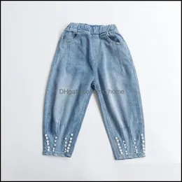 Jeans BabyInstar Nowy przyjazd niebieski dla dzieci Pearl Design styl mody dżinsowy dziewczęta luźne spodnie mxhome dhu3e