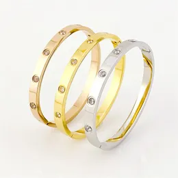 Luxury bracelets fashion cuff bangle men women simple diamonds stone buckle stainless steel jewelry party wedding gift silver gold lovers bracelets designers