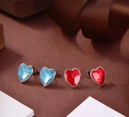 Rött hjärta Kärleksörhängen För Kvinnor 2022 Ny Designer 925 Sterling Silver Blå Örhänge Lyx Mode Bokstäver Smycken Örhänge Bågar