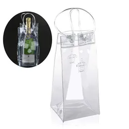 3 Sacs à Vin Glacé Transparents - Poches Isothermes Portables Avec Poignée Pour Bouteilles