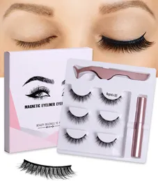 Newest 3 Pairs Thick Magnetic False Eyelashes Set Soft & Vivid Curly Crisscross Hand Made Reusable Multilayer Magnets Fake Lashes No Glue Needed Eyelashes Extension