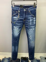 Jeans 2022 New Men Hole Light Blue Dark Gray Italy Brand Man Long Pants Trousers Streetwear Denim Skinny Slim Straight Biker Jean for D2 Top Quality 28-38 Size Q4RQ