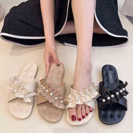 Slippers Low Casual Women s Shoes with Platform String Bead Slides Pantofle Luxury Summer Flat Scandals Rome Pu Basic 220329