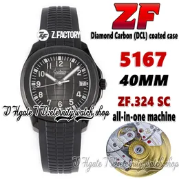 2022 ZF V3 Upgraded 5167 324SC ZF324 Automatic Mens Watch 40mm Black Texture Dial Diamond Carbon (DCL) coated Case Black Rubber Strap Super Version eternity Watches