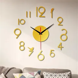 Decorative Clock Watch Modern Diy Mute Wall Home Decor Office 3d Mirror Surface Sticker Clocks Giant Frameless Tool252R