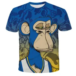 T-Shirts Aynı Yıldız Maymun Büyük Kafa Deseni Tişört Baskı Kısa Kollu T-Shirt Çocuklar Erkek Kız Giyim Genç Bebek Topst-Shirts