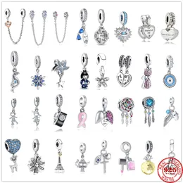 925 Silver Fit Pandora Stitch 비드 New Heart Family Safety Chain Bracelet Charm Bead Diy Jewelry 액세서리