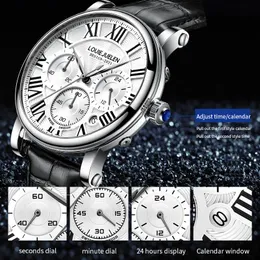 Armbandsur Business Men tittar på högkvalitativ mode casual kvartsklockor tre ögon sex nålar läderband mogna för 2022 wristwatches