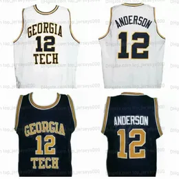 Custom #12 Kenny Anderson Georgia Tech College Retro Classic Basketball Jersey Men's All Sichled dowolne nazwiska xxs-6xl najwyższej jakości
