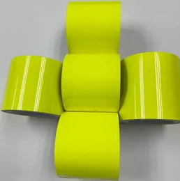 10cm*1/2/3/4/5/6/8M Premium glansig fluorescerande gul vinyl wrap film arkutsläpp självhäftande klistermärke dekal