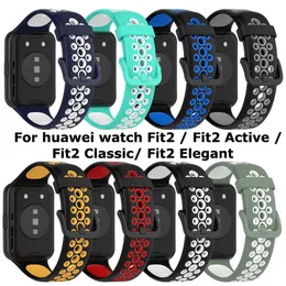 Silikonarmband für Huawei Watch Fit2 / Fit2 Active / Classic / Elegant Smart Watch Ersatzarmband Smartband Zweifarbiges Armband