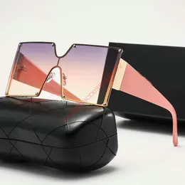 2022 نساء مصممين نظارة شمسية فاخرة كبيرة مربعة نظارة شمسية أنيقة الأزياء عالية الجودة عالية الحجم للرجال الزجاجي للرجال UV400 مع مربع الشعار