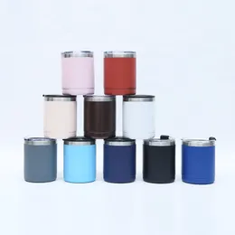 10oz cylindermuggar flerfärgade rostfritt stål sublimering tumbler med täcke bilvattenkaffe isolerad kopp