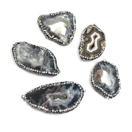 ペンダントネックレス天然石宝石不規則な形状のダイヤモンドアゲートコネクタハンドメイドクラフトビンテージネックレスアクセサリーサイズ15x30-20x40mm