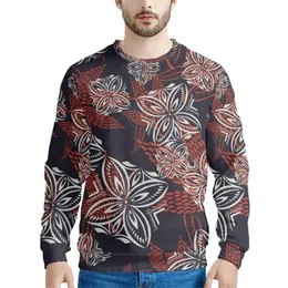 Herrtröjor Ankomst Special Sweatshirt Polynesisk stam Traditionell blommig tryck Huvtröjor Elegant Autumn O-Neck Pullover Hoodie