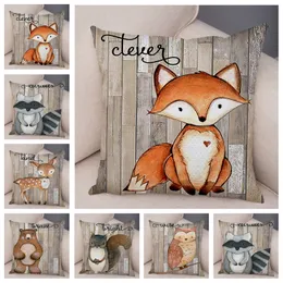 Pillow Case Colorful Nordic Owl Pillow Case Decor Cute Cartoon Animal Cushion Cover for Sofa case Squirrel Covers 45x45cm 220623