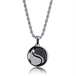 Zirconia Cubic Hiphop Yin-Yang Pendant Halsband för män som bling Ice Out Hip Hop Jesus Jewelry 18K Gold Plated Necklace285f