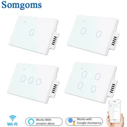 WiFi Wall Touch Sensitive Switch Remote Control 1 2 3 4 Gang Wireless LED Light Smart Touch Screen Switch Us Standard T200605