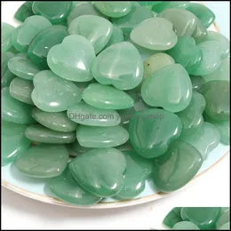 Sten lösa pärlor smycken naturligt hjärta grön aventurin chakra helande ädelstenar för att göra charms tillbehör mode dhzsn