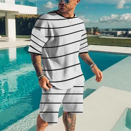 Tute da uomo Estate Tuta da uomo T-shirt Moda uomo Set da 2 pezzi 2022 Pantaloncini casual a maniche corte Completi sportivi da jogging larghi Abbigliamento