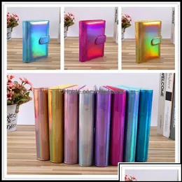 Anteckningar Anteckningar Office School Supplies Business Industrial Holographic A5 A6 PU Leather Notebook Binder Refillable 6 Rings Er Loose Leaf Dr