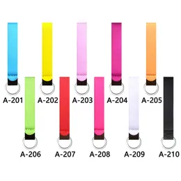 10 Colors Neoprene Wristband Keychains Solid Color Long Strip Keychain Pendant Key Decoration Key Chain Keyring