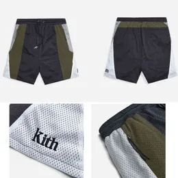 Bordado Kith Shorts de alta qualidade Mesh Bolsos de zíper respirável Kith Designer Shoets Branco Blanck Color Luxuros Shorts Mens 507